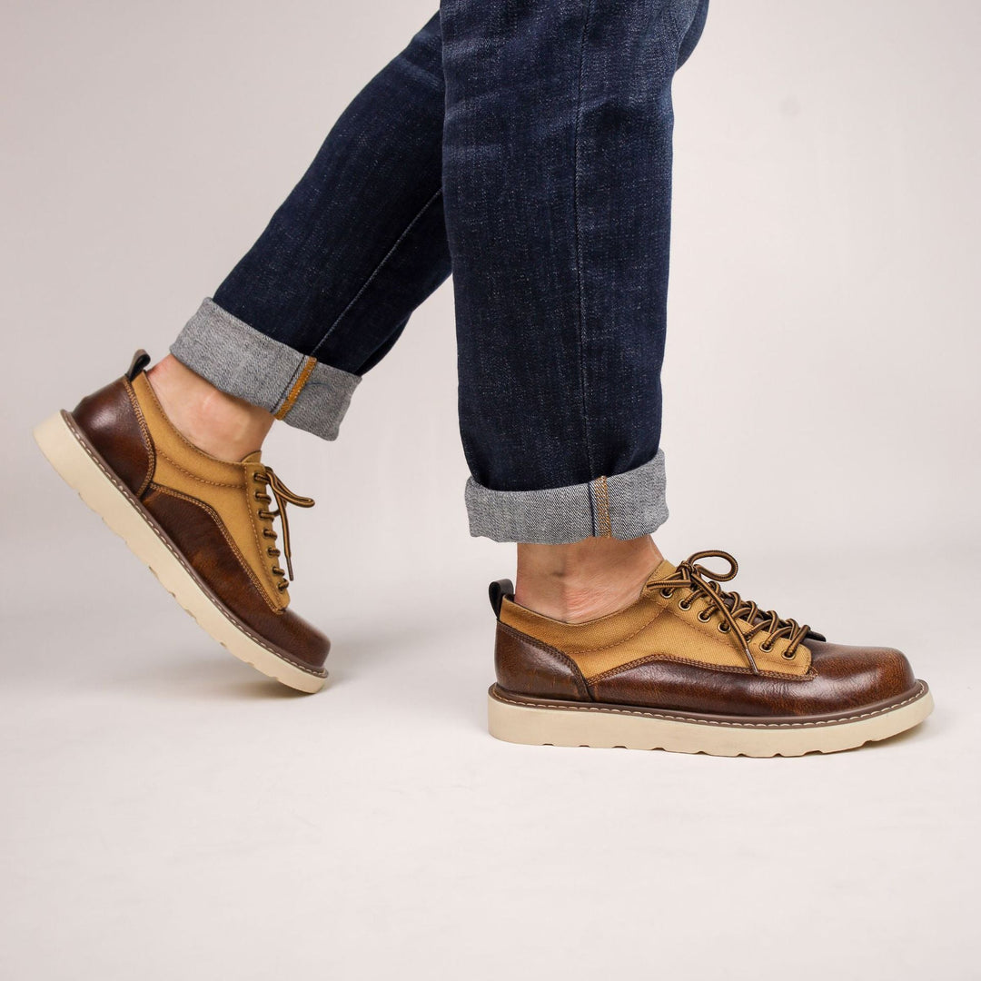 Célestin | Leather Canvas Lace-Up Sneakers
