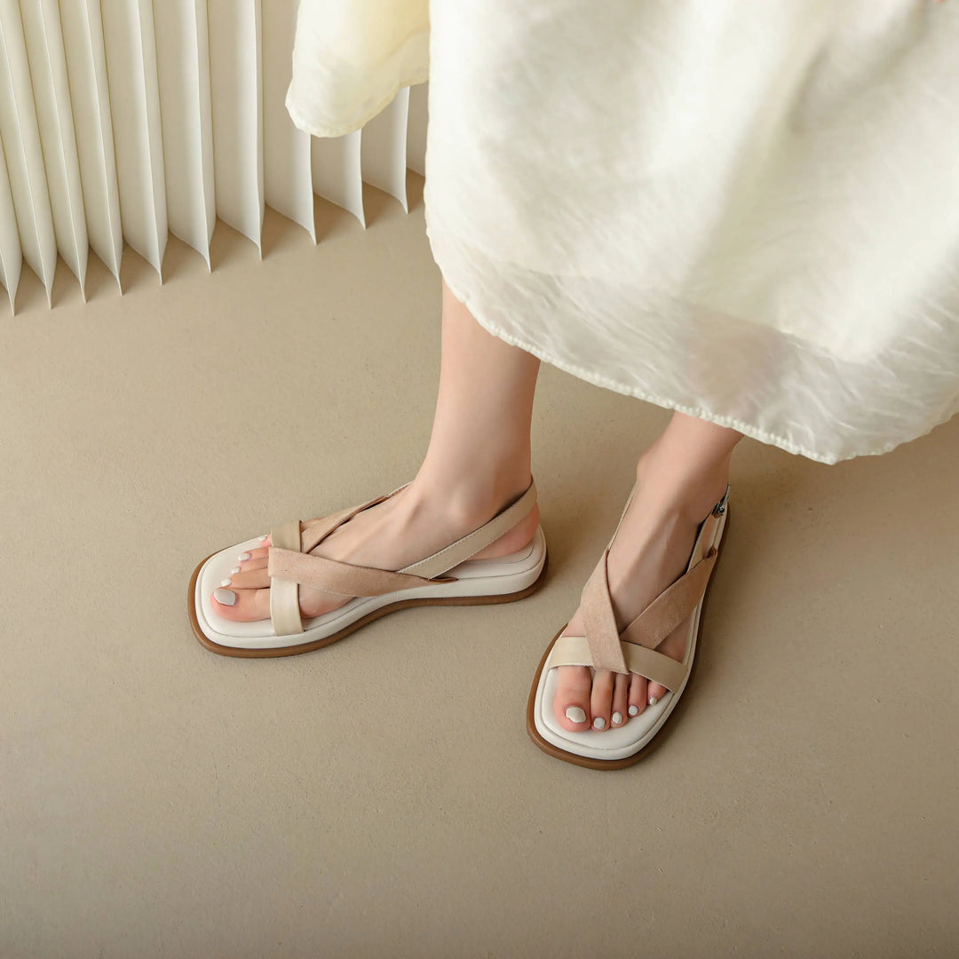 Maximilienne | Leather Low Platform Sandals