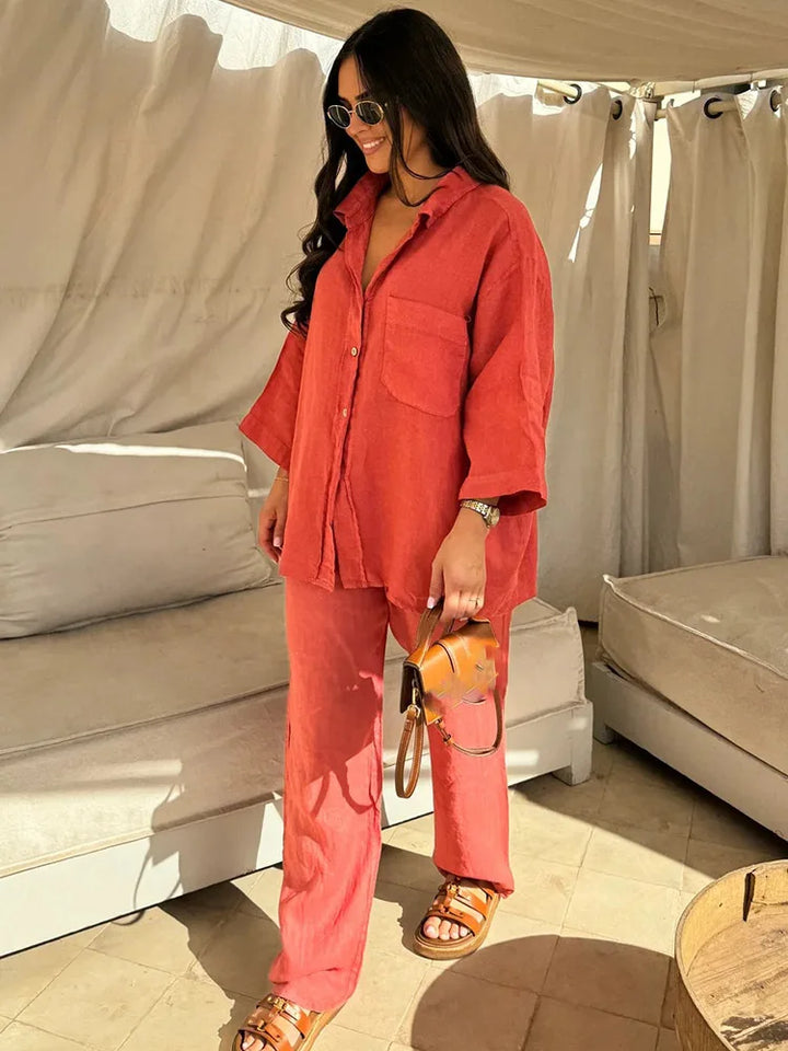 Celestina | Linen Blend Shirt and Trousers