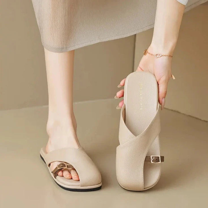 Luella | Sculpted Leather Footbed Sandals