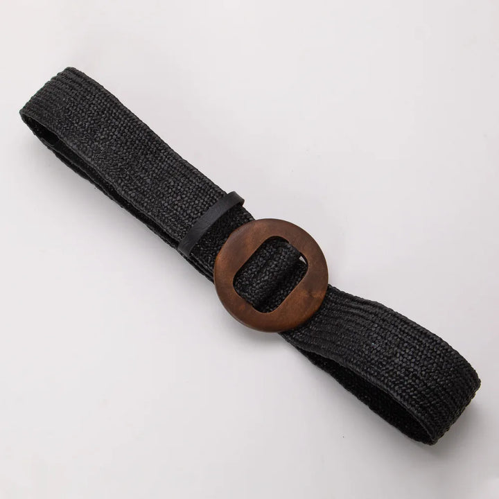 Woven Straw Belt, Wood Ring Buckle