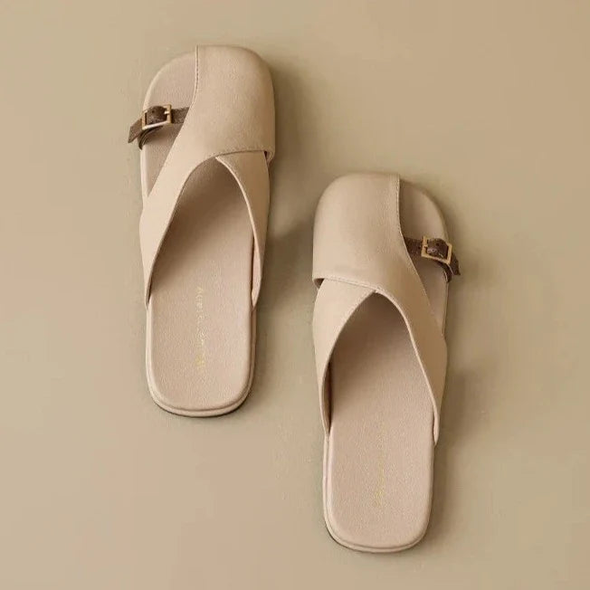Luella | Sculpted Leather Footbed Sandals