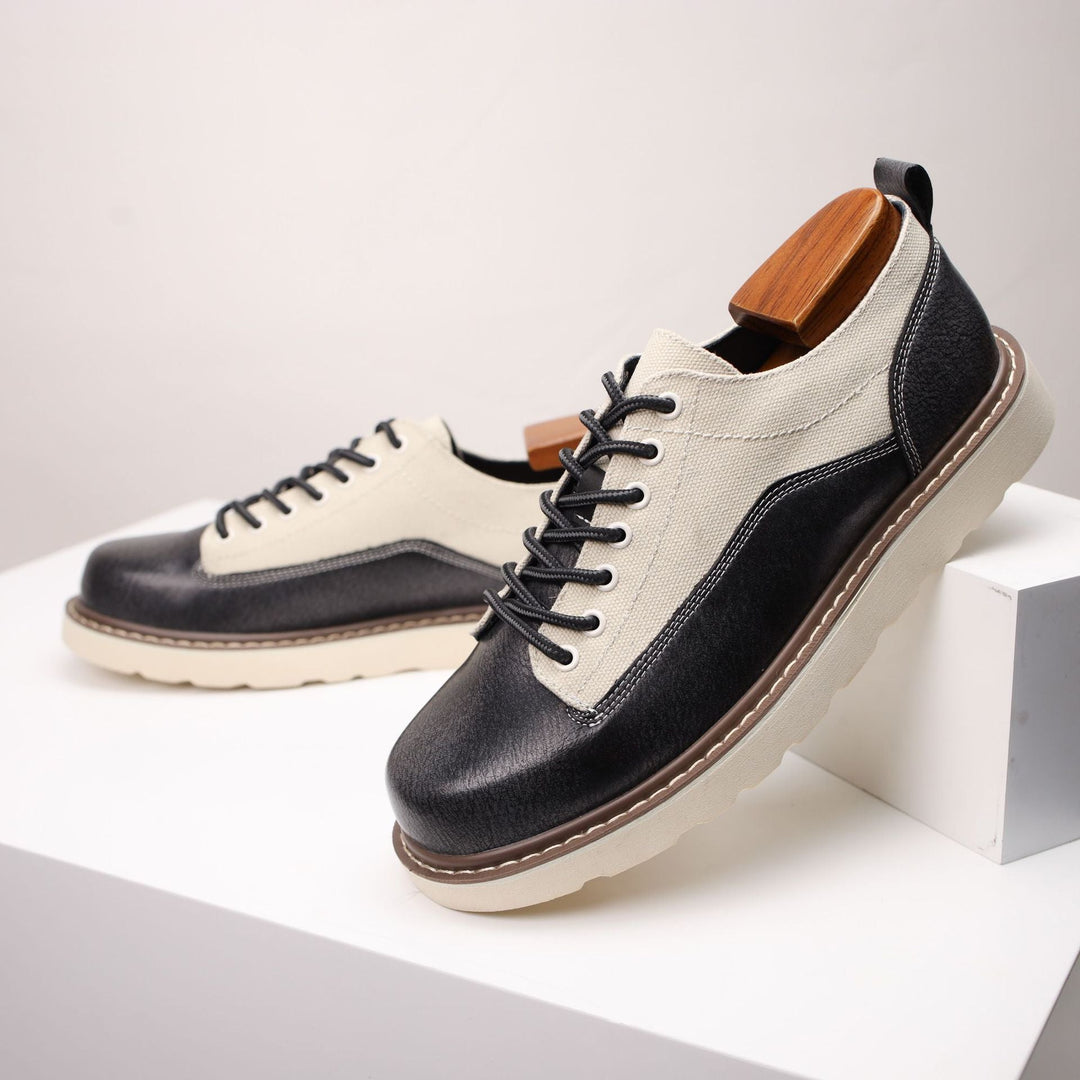 Célestin | Leather Canvas Lace-Up Sneakers