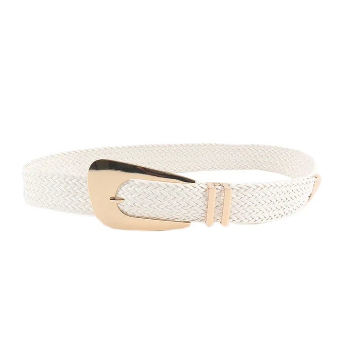 Woven Stretch Belt, Hooked Gold Buckle