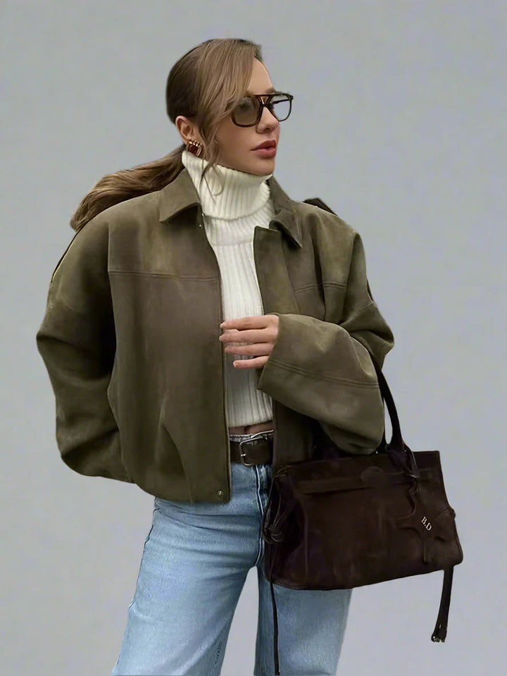 Roseanne | Oversized Suede Bomber