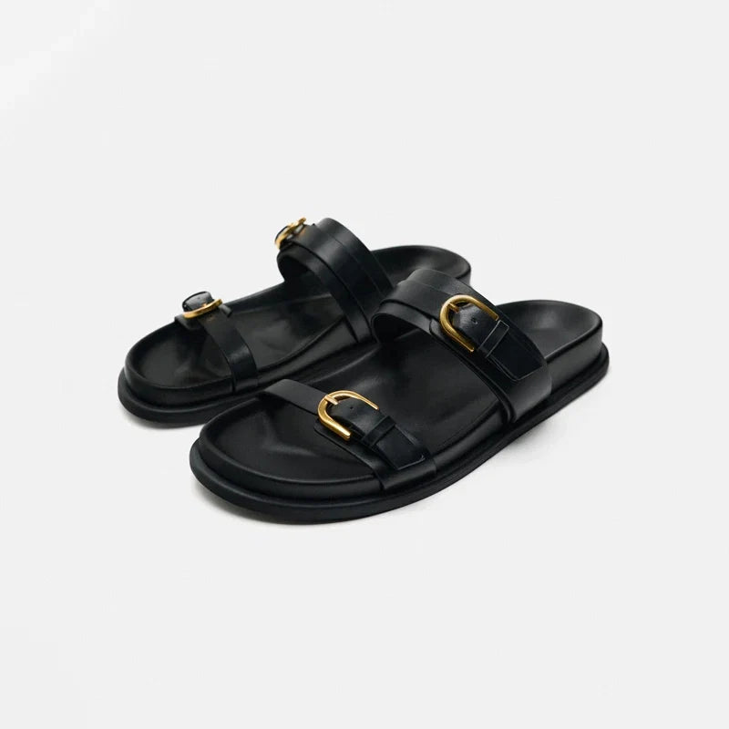 Edmee | 100% Leather Double Strap Sandals