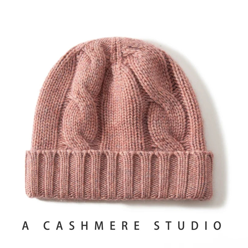 100% Cashmere Cable Knit Beanie