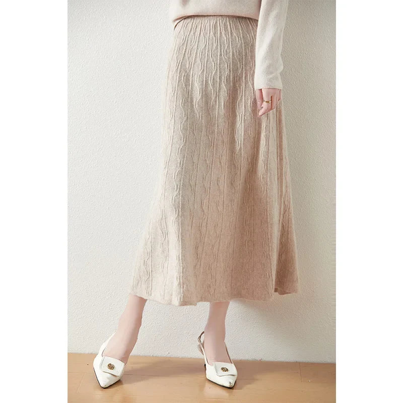 Olympia | Merino Wool Knit A-Line Skirt