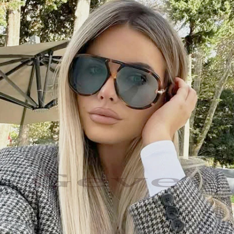 Double Bridge Metal Aviator Sunglasses