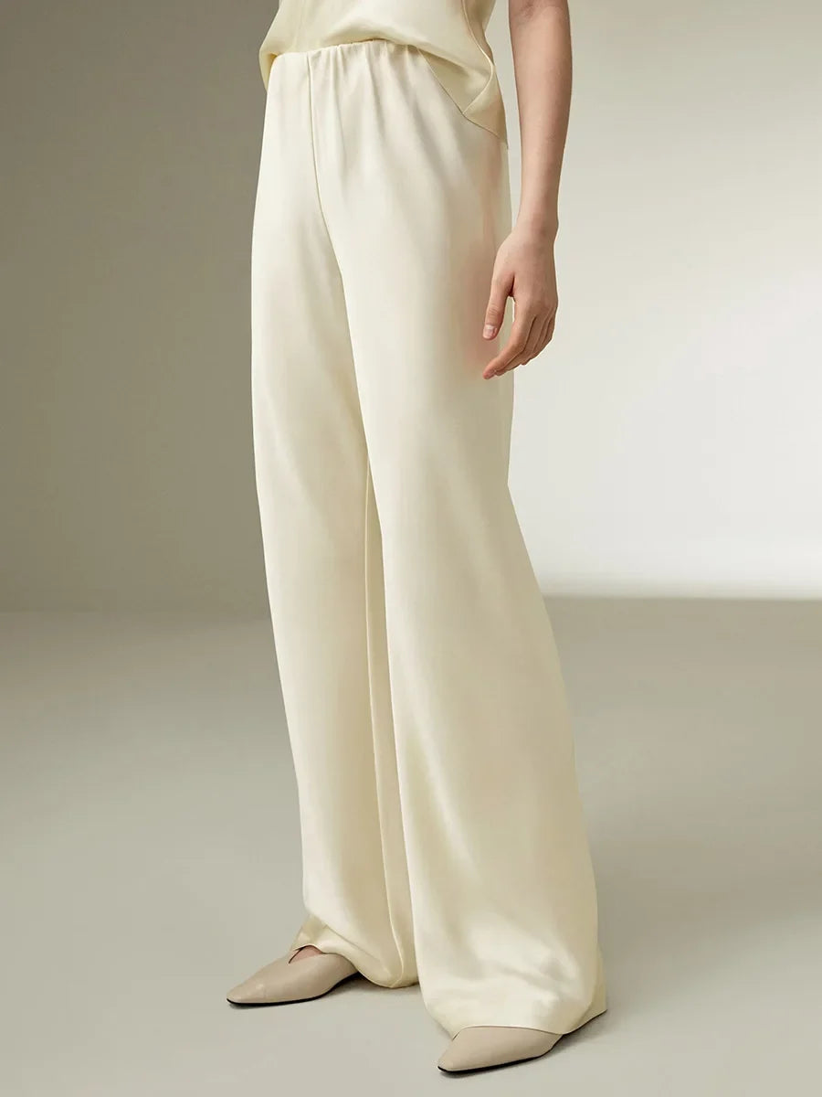 Seraphine | Satin Weave Wide Leg Trousers