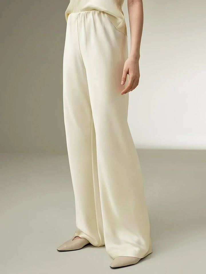 Seraphine | Satin Weave Wide Leg Trousers