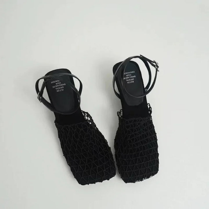 Alida | Braided Linen Square Toe Heels