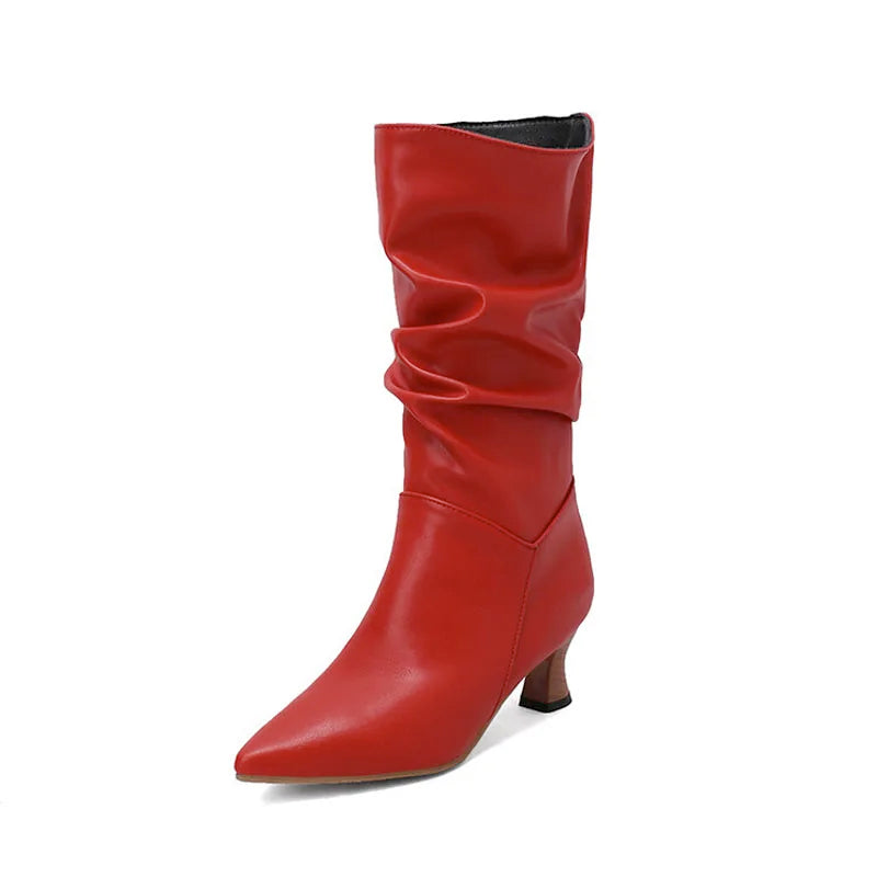 Agathe | Mid-Calf Slip-On Heel Boots