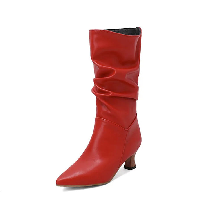 Agathe | Mid-Calf Slip-On Heel Boots