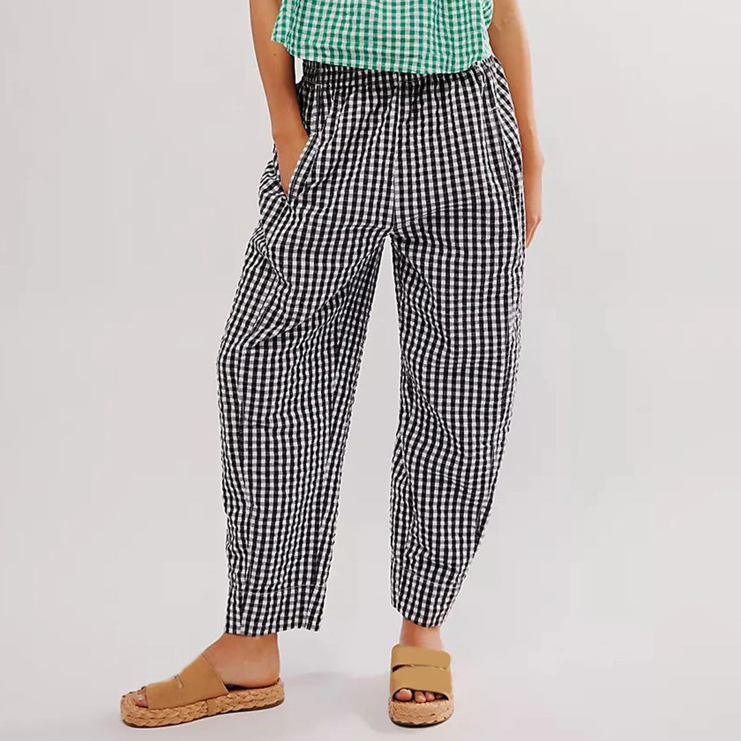 Hilda | Checked Elastic Waist Trousers