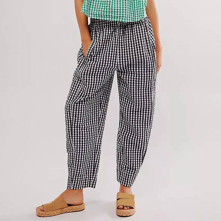 Hilda | Checked Elastic Waist Trousers