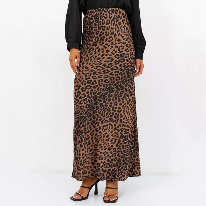 Alexandrine | Leopard Print Satin Skirt