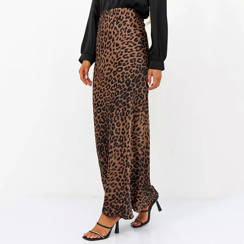 Alexandrine | Leopard Print Satin Skirt