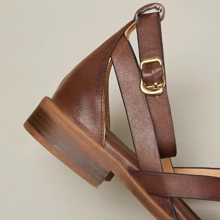 Nora | Woven Leather Ankle Buckle Sandals