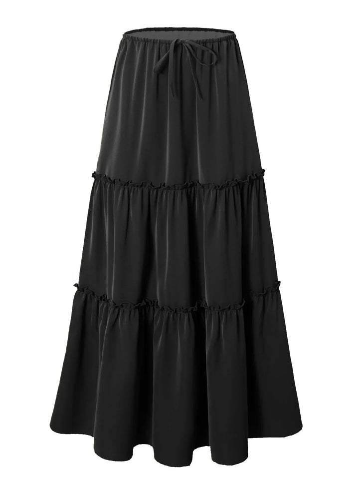 Vivian | 100% Cotton Drawstring Maxi Skirt