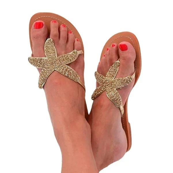 Ninette | Hand-Beaded Flat Slip-On Sandals