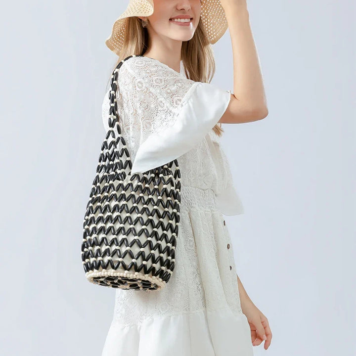 Beaded Open Net Tote, Lined
