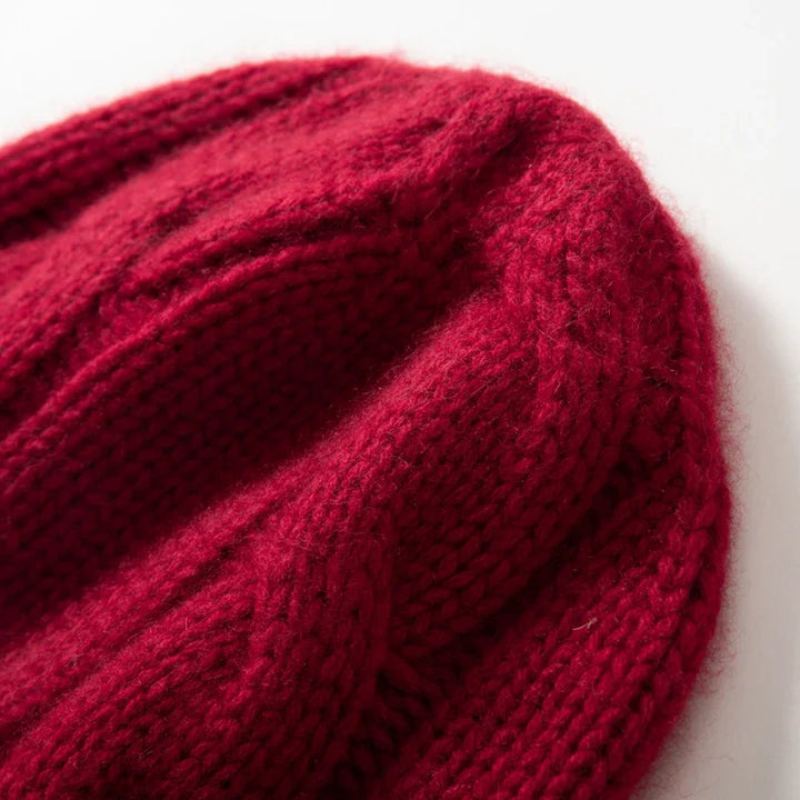 100% Cashmere Cable Knit Beanie