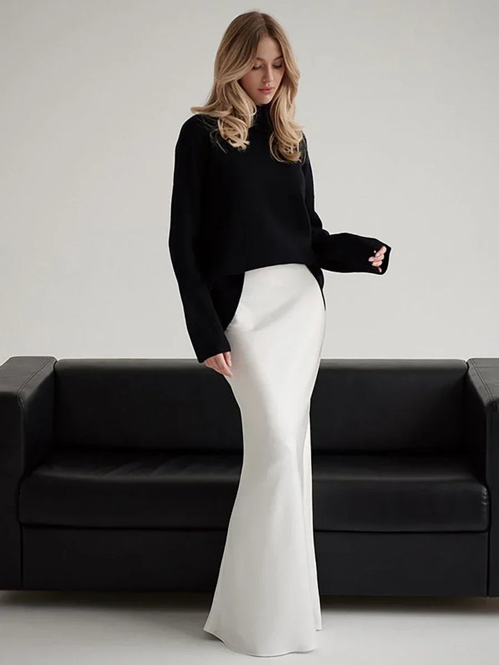 Deborah | Fishtail Hem Satin Maxi Skirt