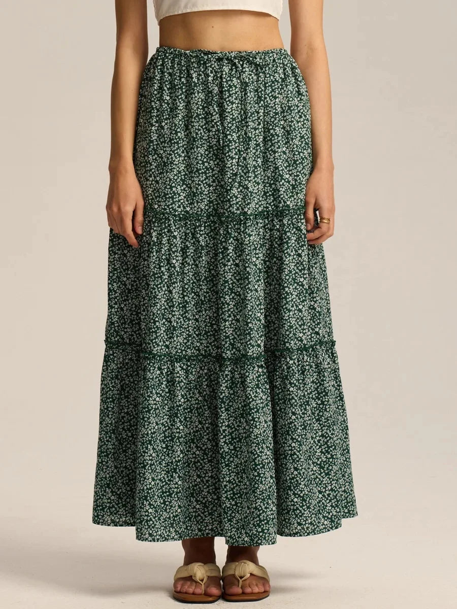 Vivian | 100% Cotton Drawstring Maxi Skirt