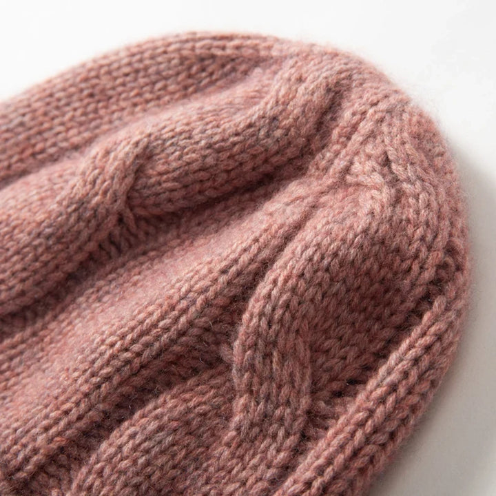 100% Cashmere Cable Knit Beanie
