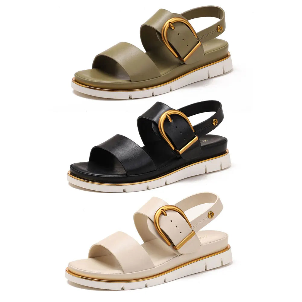 Valeria | Cross Strap Gold Buckle Sandals