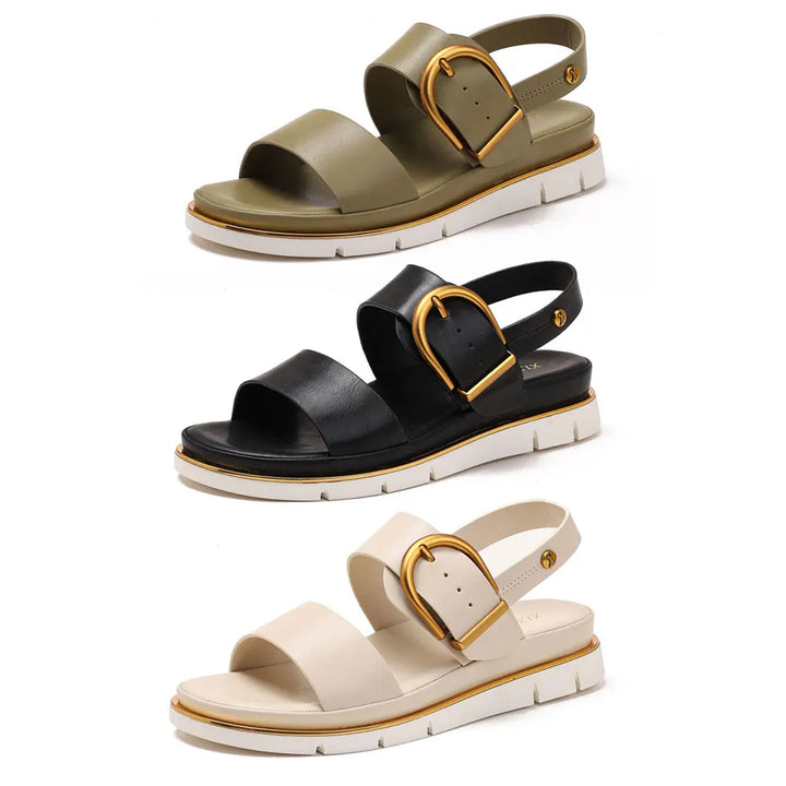 Valeria | Cross Strap Gold Buckle Sandals