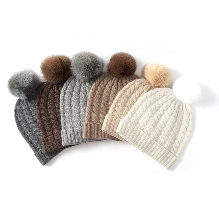 Fine Knit Cashmere Pom Beanie