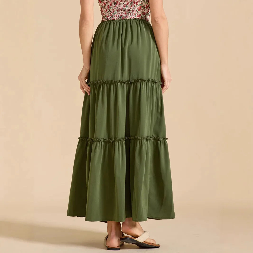 Vivian | 100% Cotton Drawstring Maxi Skirt