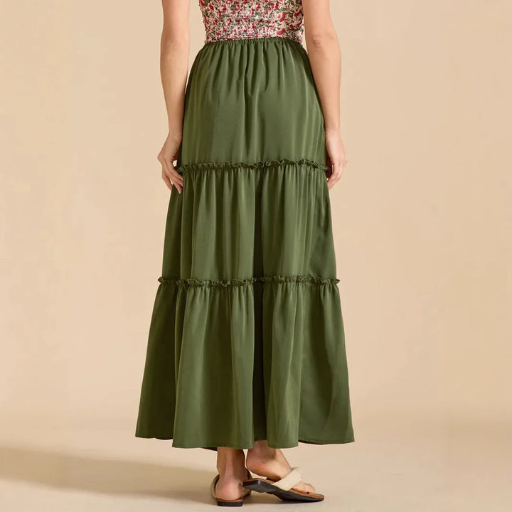 Vivian | 100% Cotton Drawstring Maxi Skirt