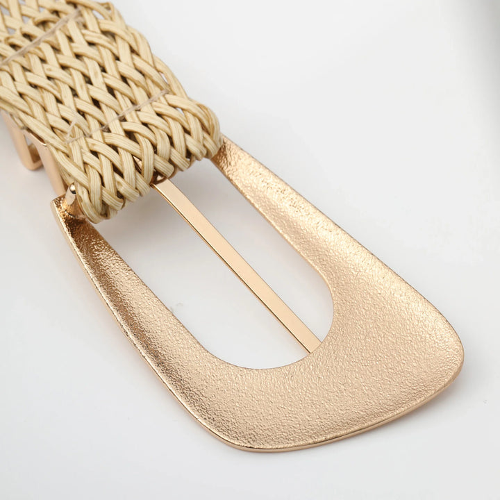 Woven Stretch Belt, Hooked Gold Buckle