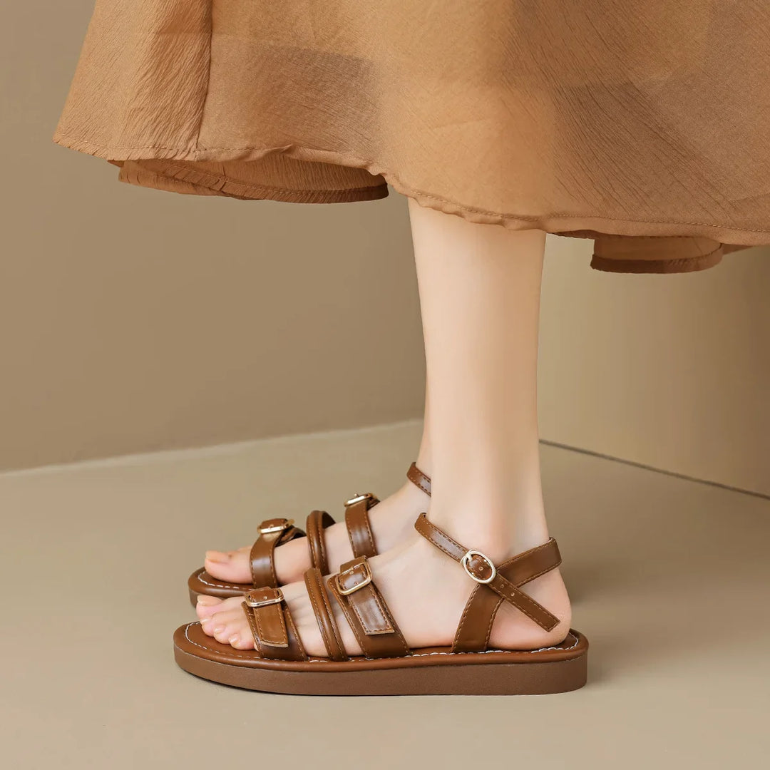 Mabel | Triple Buckle Leather Sandals