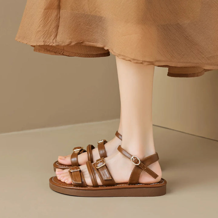 Mabel | Triple Buckle Leather Sandals