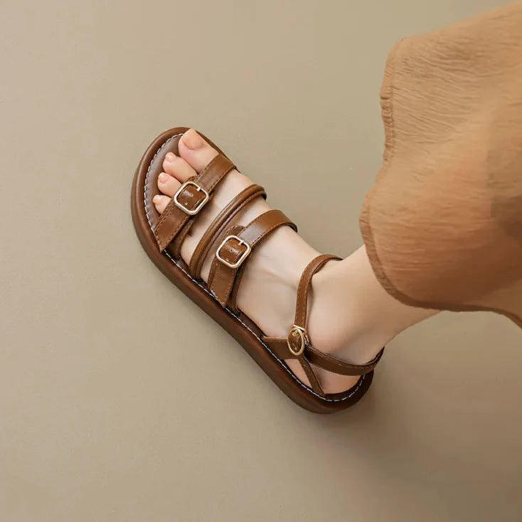 Mabel | Triple Buckle Leather Sandals