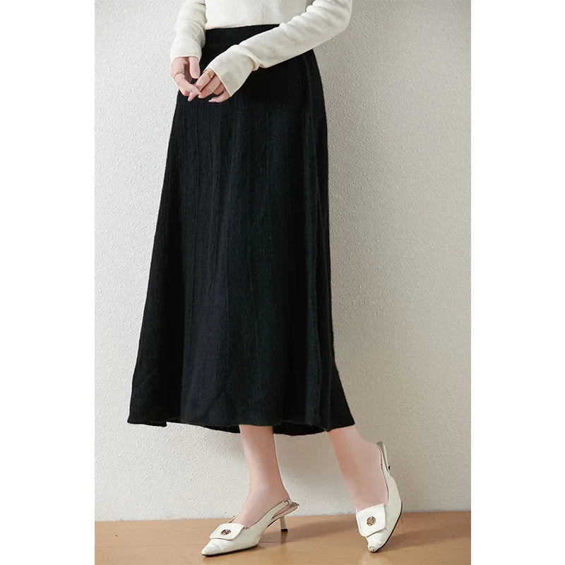 Olympia | Merino Wool Knit A-Line Skirt