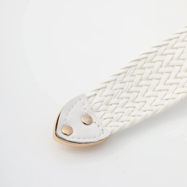 Woven Stretch Belt, Hooked Gold Buckle