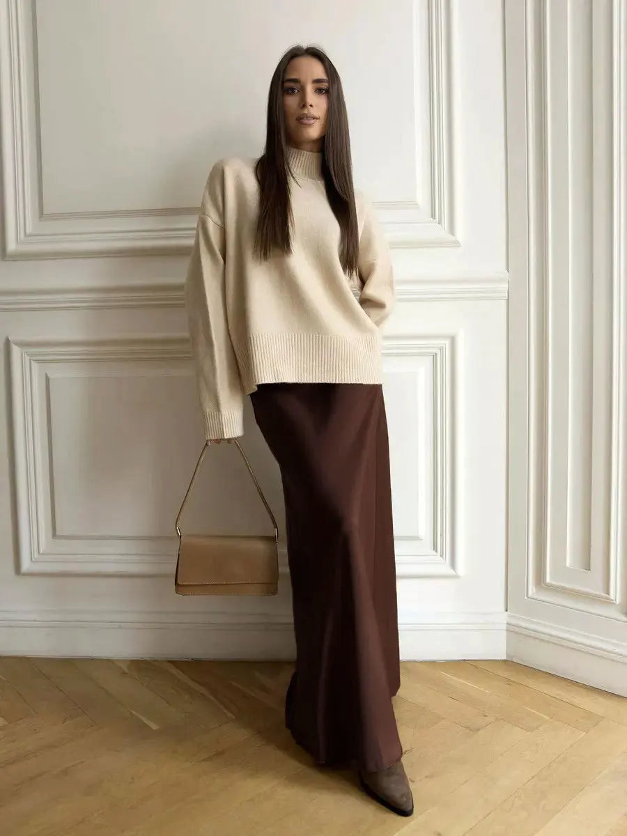 Deborah | Fishtail Hem Satin Maxi Skirt