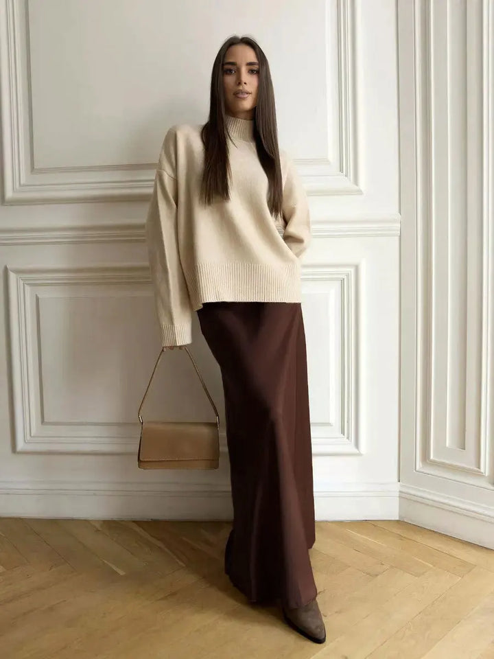 Deborah | Fishtail Hem Satin Maxi Skirt