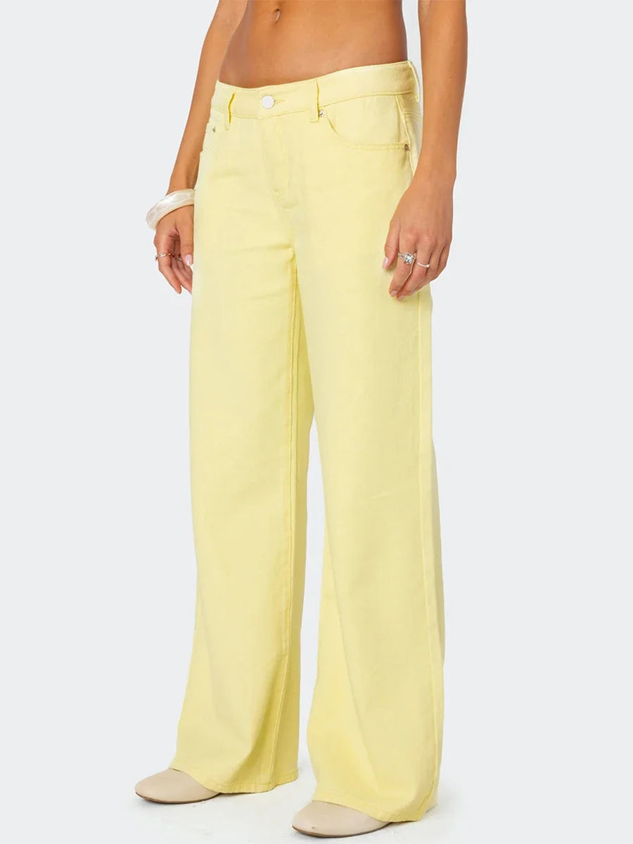 Ines | High Rise Cotton Straight Jeans