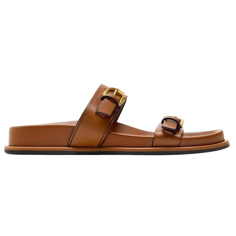 Edmee | 100% Leather Double Strap Sandals