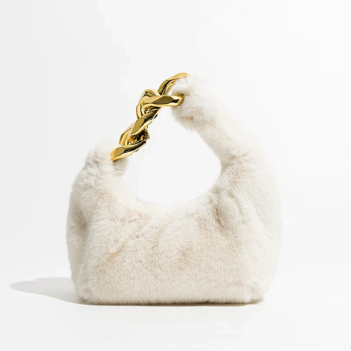 Faux Fur Crescent Bag, Chain Strap