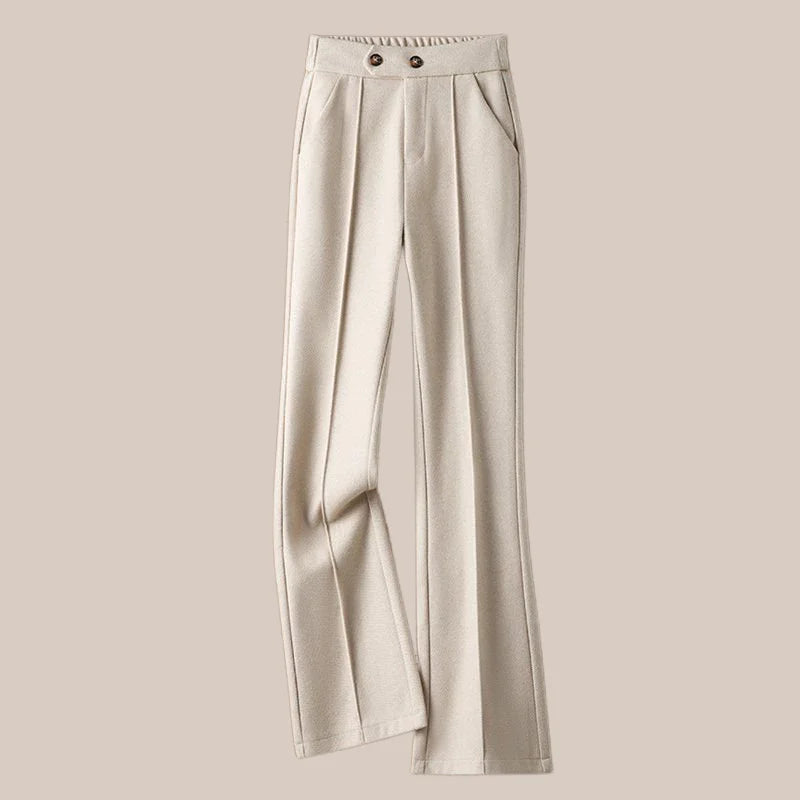 Capucine | Wool Blend Pleated Flare Trousers