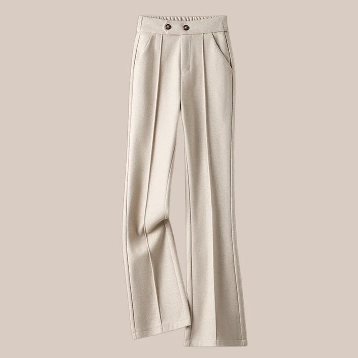 Capucine | Wool Blend Pleated Flare Trousers