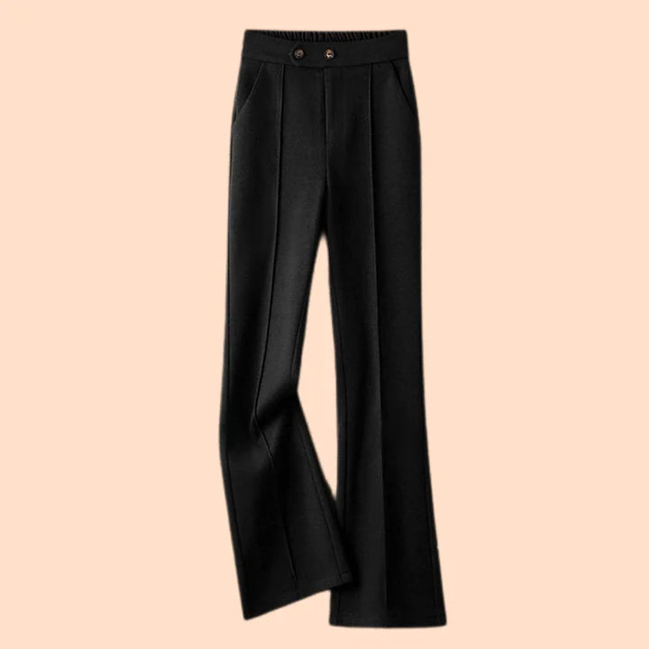 Capucine | Wool Blend Pleated Flare Trousers