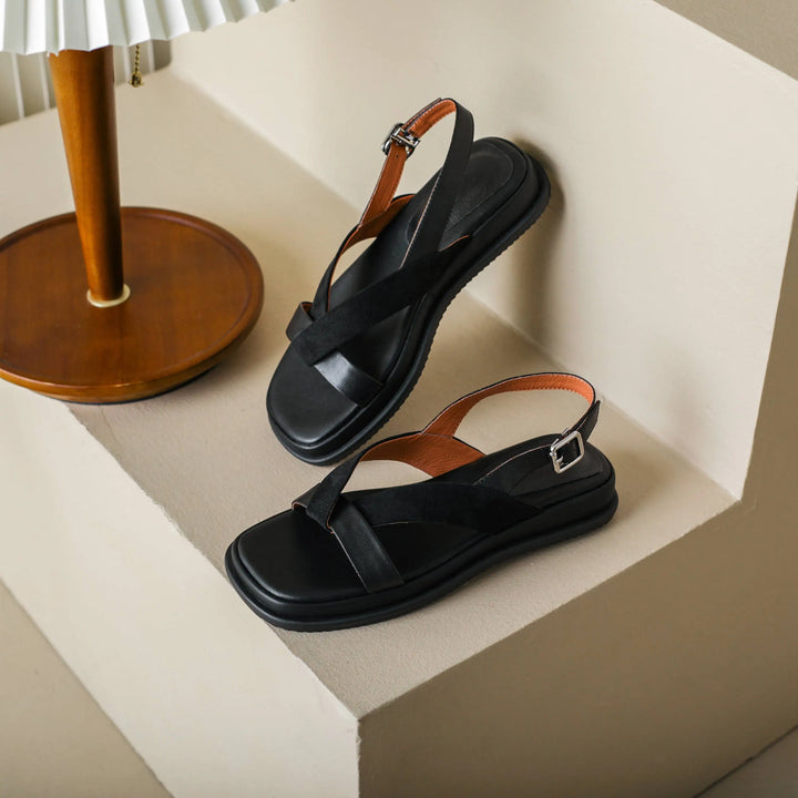 Maximilienne | Leather Low Platform Sandals